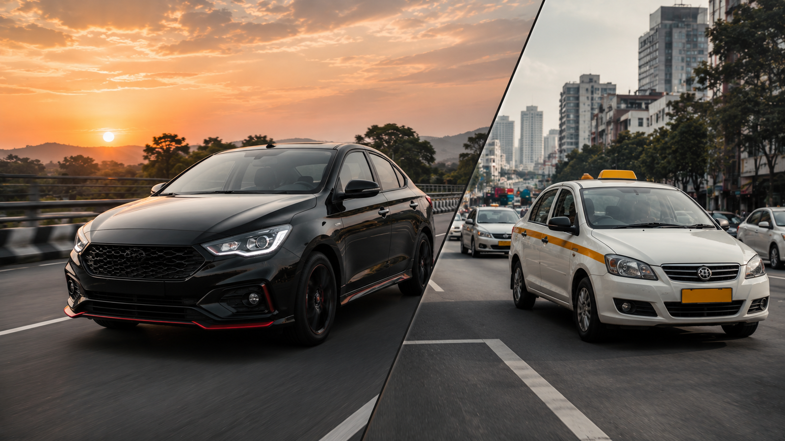 Self-drive car versus cab comparison